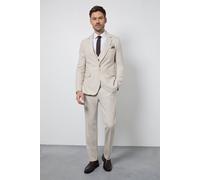 Burton Neutral Textured Slim Fit Suit Trousers