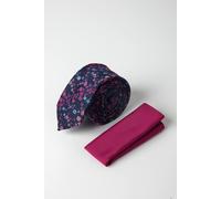 Burton Pink Ditsy Tie And Plain Pocket Square pink One Size