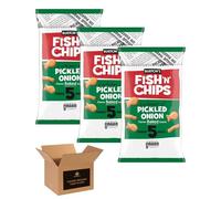 Burton’s Fish ’n’ Chips Flavoured Baked Snacks - Crunchy Retro British Savour Snacking | 5 Snack Bags - Classic Lunchbox Crisps for Kids & Adults (Pack 3, Pickled Onion)