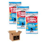 Burton’s Fish ’n’ Chips Flavoured Baked Snacks - Crunchy Retro British Savour Snacking | 5 Snack Bags - Classic Lunchbox Crisps for Kids & Adults (Pack 3, Salt & Vinegar)