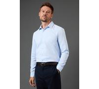 Burton Slim Fit Basket Weave Smart Long Sleeve Shirt In Blue blue 17.5 in