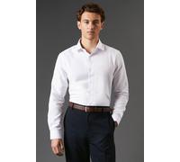 Burton Slim Fit Long Sleeve Herringbone Shirt In White white 15.5 in