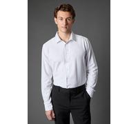 Burton Tailored Fit Herringbone Weave Long Sleeve Shirt In White white 15 in