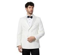 Burton White Double Breasted Tuxedo Jacket, 44R, White