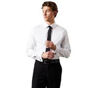 Burton White Easy Iron Double Cuff Tailored Long Sleeve Shirt, 17.5 in, white
