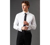 Burton White Easy Iron Double Cuff Tailored Long Sleeve Shirt, 17.5 in, white