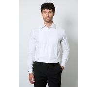 Burton Men's White Pleat Front Concealed Placket Slim Fit Dress Shirt | Size: 15 in