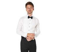 White Pleat Front Slim Fit Long Sleeve Dress Shirt Burton White 15.5 in