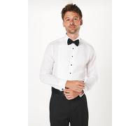 Burton White Pleat Front Slim Fit Long Sleeve Dress Shirt white 16 in