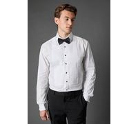 Burton White Pleat Front Tailored Fit Long Sleeve Dress Shirt white 16 in