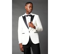 Burton White Tailored Fit Peak Collar Tuxedo Jacket white 40R