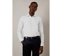 Burton Men's White Textured Double Cuff Tailored Fit Shirt | Size: 17 inches Burton White 17 inches