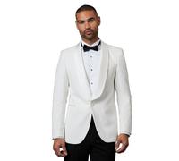 Burton White Wide Lapel Tailored Fit Dinner Jacket, 46R, White