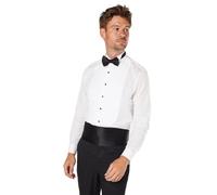 Burton White Wing Collar Bib Front Slim Fit Long Sleeve Dress Shirt, 14.5 in, white