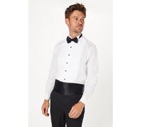 Burton White Wing Collar Bib Front Slim Fit Long Sleeve Dress Shirt, 14.5 in, white