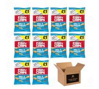 Burtons Fish N Chips Flavoured Baked Snacks - Crunchy Retro British Savour Snacking | 5 Snack Bags - Classic Lunchbox Crisps for Kids & Adults (Fish N Chips, Salt & Vinegar - 125g x 10Pack) PM £1