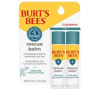 Burt's Bees 100% Natural Origin Rescue Lip Balm With Beeswax and Antioxidant, 2 Tubes in Blister Box(Pack May Vary) (Cooling Eucalyptus)