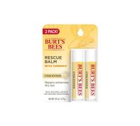 Burt's Bees 100% Natural Origin Rescue Lip Balm With Beeswax and Antioxidant-Rich Turmeric, Unscented, 2 Tubes in Blister Box