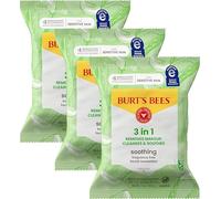 Burt's Bees Aloe Vera Face Wipes, for Sensitive Skin, Soothing Makeup Remover & Facial Cleansing Towelettes, 30 Ct. (3-Pack)