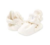 Burt's Bees Baby Baby Boys' Booties, Organic Cotton Newborn Essentials Shoes, Neutral Infant Adjustable Slippers Sock, Eggshell White, 0-3 Months
