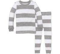 Burt's Bees Baby Baby Boys' Pj Set, Tee and Pant 2-Piece Pajamas, 100% Organic Cotton (2-5 Years) Toddler Bottoms, Heather Grey Rugby Stripe, 3