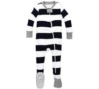 Burt's Bees Baby Baby Boys Pajamas Zip-front Non-slip Footed Pjs Organic Cotton and Toddler Sleepers Midnight Rugby Stripe 24 Months US