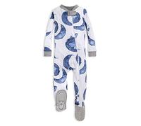 Burt's Bees Baby Baby Boys' Sleeper Pjs, 100% Organic Cotton, Soft One-Piece Footie, Diagonal Zip Up Jumpsuit, Snug Fit Pajamas with Snap Tab Toddler, Indigo Hello Moon, 18 Months