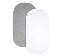 Burt's Bees Baby - Bassinet Sheet, Fitted Unisex Boy Girl 100% Organic Jersey Cotton Bassinet Sheet for Standard Bassinet Mattress (Heather Grey/White, 2-Pack)