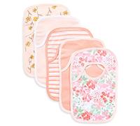 Burt's Bees Baby Bibs, Lap-Shoulder Drool Cloths, 100% Organic Cotton with Absorbent Terry Towel Backing, Tossed Succulents, 5-Pack