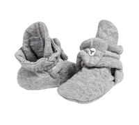 Burt's Bees Baby Booties, Organic Cotton Newborn Essentials Shoes, Neutral Infant Adjustable Slippers Sock, Quilted Heather Grey, 3 to 6 Months