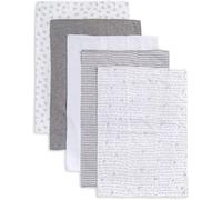 Burt's Bees Baby - Burp Cloths, 5-Pack Extra Absorbent 100% Organic Cotton Burp Cloths, Heather Grey Pattern