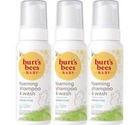 Burt's Bees Baby Sensitive Foaming Shampoo and Wash, Fragrance Free, Tear Free, Pediatrician Tested, 97.5% Natural Origin, 8.4 Fluid Ounces, Pack of 3