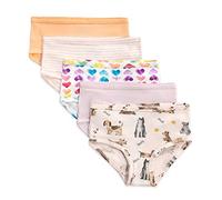 Burt's Bees Baby Toddler Girls' Underwear, Organic Cotton Panties, Tag-Free Comfort Briefs, Pack of 5 Girls Underwear, Puppies & Rainbows, 6 Años