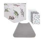 Burt's Bees Baby Unisex Baby Gift Set - Crib Sheet, Changing Pad Cover & Burp Cloths, 100% Organic Cotton Essentials Bundle