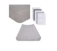 Burt's Bees Baby Unisex Baby Gift Set - Flat Sheet, Changing Mat Cover & Burp Cloths, 100% Organic Cotton Essentials Bundle