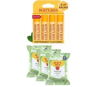 Burt's Bees Bundle-Original Beeswax Lip Balm, 4Tubes, 0.15 oz.+Aloe Vera Face Wipes, for Sensitive Skin, 30 Ct. (3-Pack) (Aloe Vera + Lip Balm Bundle)