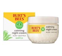 Burt's Bees Calming Night Cream With Aloe and Rice Milk, Face Moisturizer For Sensitive Skin Infuses Skin With Moisture While You Sleep, 1.8 oz. Tub
