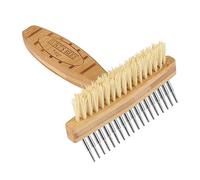 BURT'S BEES FOR PETS Brown Oblong Double Sided Dog Brush - All Hair Types, Unisex, 0.2 lbs, Hemp Bristle for Detangling, Shedding Rake for Mats Removal