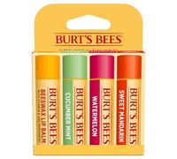 Burts Bees Freshly Picked Moisturizing Lip Balm Blister Pack for Unisex 4 x 0.15 oz Lip Balm Watermelon, Sweet Mandarin, Beeswax, Cucumber Mint,Multi-Color