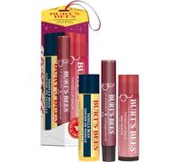 Burt's Bees Gift Set, Moisturising Lip Balm, Tinted Lip Balm and Lip Shimmer, Mistletoe Kiss Red Limited Edition