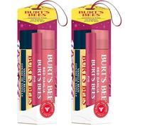 Burt's Bees Gift Set, Moisturising Lip Balm, Tinted Lip Balm and Lip Shimmer, Mistletoe Kiss Red Limited Edition (Pack of 2)