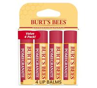Burt's Bees Lip Balm, Moisturizing Lip Care, for All Day Hydration, 100% Natural, Pomegranate with Beeswax & Fruit Extracts (4 Pack)