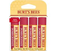 Burt's Bees Lip Balm, Moisturizing Lip Care, for All Day Hydration, 100% Natural, Pomegranate with Beeswax & Fruit Extracts (4 Pack)