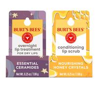 Burts Bees Lip care Easter Basket Stuffers Moisturizing Overnight Intensive Lip Treatment conditioning Lip Scrub 025 Ounce each (Packaging May Vary