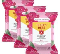 Burts Bees Mothers Day Face Wipes Gifts for Mom, Makeup Remover Facial Cleansing Towelettes for All Skin Types, 3 in 1 Hydrating Micellar Cleanser with Rose Water, 30 Count (Pack Of 3)