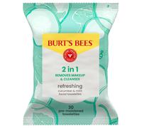 Burt's Bees Refreshing Cucumber & Mint Facial Towelettes, 100% Plant Based Cloths; 99% Natural Origin; Removes Makeup and Cleanses;