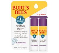 Burt's Bees Rescue Balm Elderberry Lip Balm, With Antioxidant-Rich Elderberry, Tint-Free, Natural Origin Lip Care, 2 Tubes, 0.15 oz. (Elderberry)