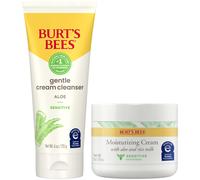 Burts Bees Sensitive Skin Bundle Gentle Cream Facial Cleanser with Aloe and Moisturizing Face Cream with Aloe and Rice Milk Natural Origin Skincare