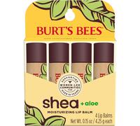 Burt's Bees Shea and Aloe Moisturizing Lip Balm, Lip Moisturizer With Responsibly Sourced Beeswax, Tint-Free, 4 Tubes, 0.15 oz. (Shea + Aloe)