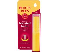 Burts Bees Tinted Boosted Balm Cheeky Cherry; Nourishing Vitamin C E and F Core; 24 Hour Moisture; Buildable Color with a Semi Glossy Finish; 1